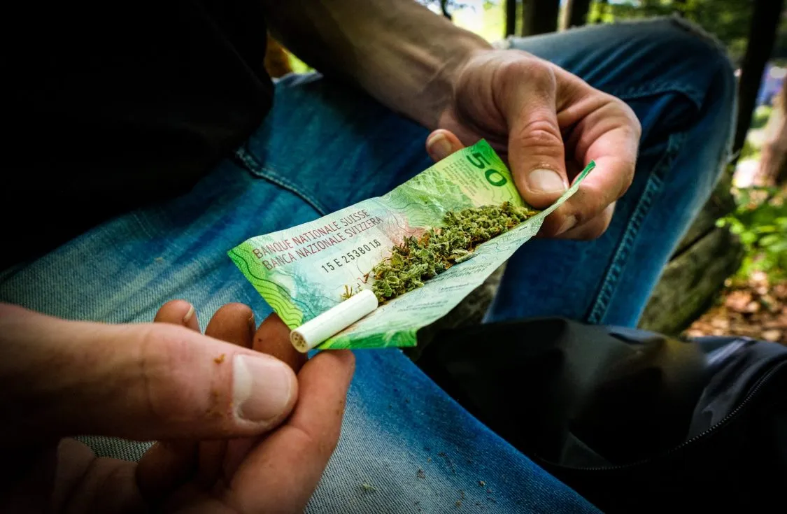 Tabak-Joint-auf Geldschein tobacco joint on paper money
